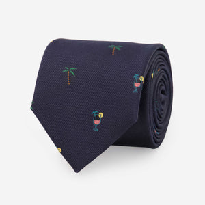 Palm Trees and Cocktails Navy Tie featured image