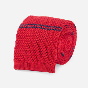 Double Stripe Knit Red Tie featured image