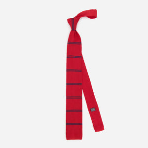 Double Stripe Knit Red Tie alternated image 1