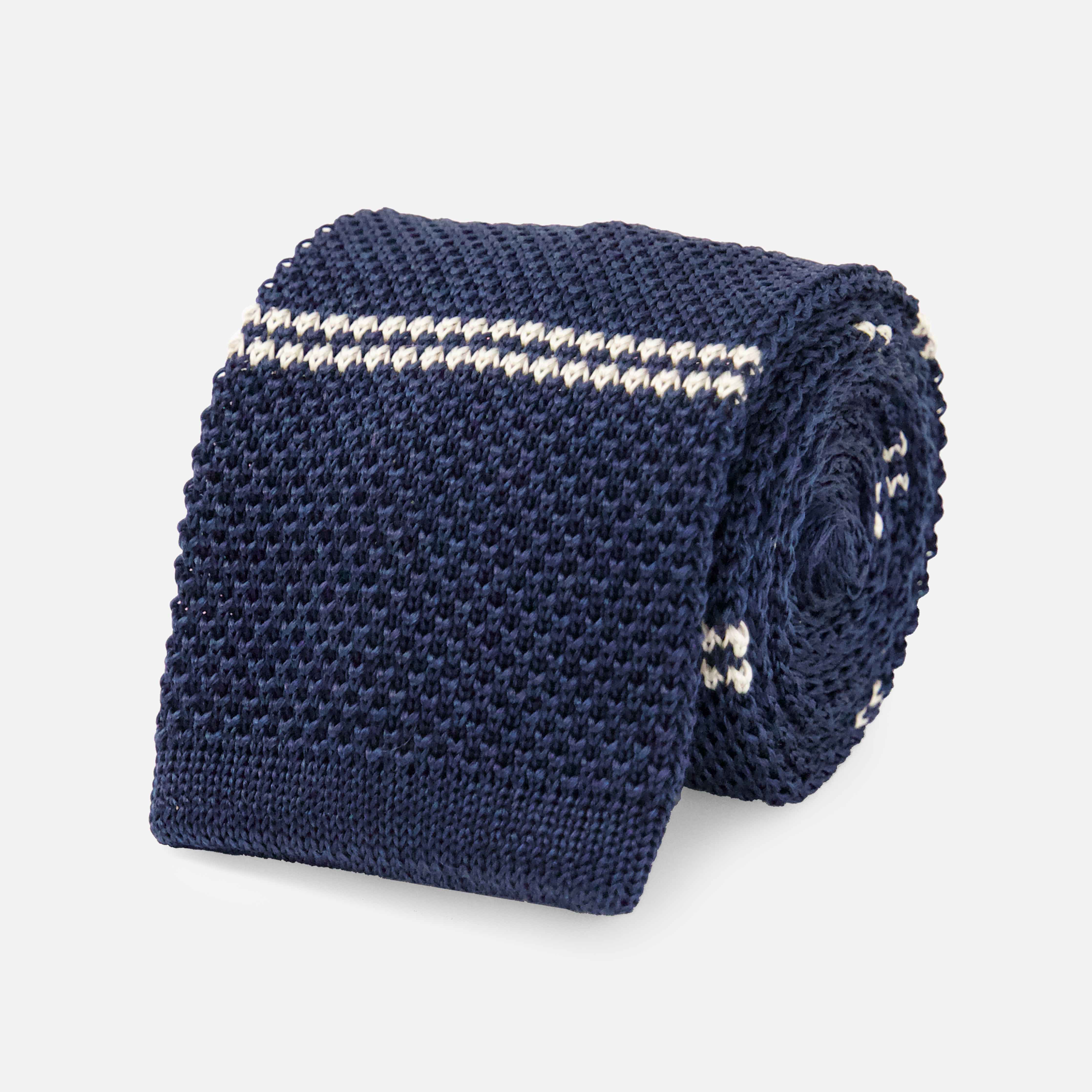 Double Stripe Knit Navy Tie | Silk Ties | Tie Bar