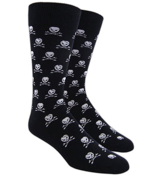 Skull And Crossbones Navy Dress Socks