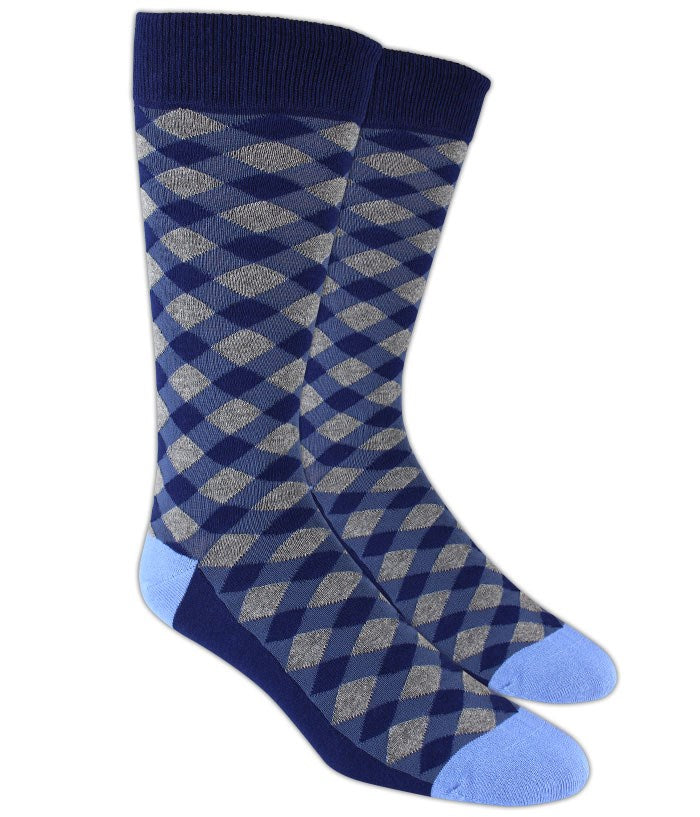 Textured Diamonds Blue Dress Socks | Cotton Socks | Tie Bar