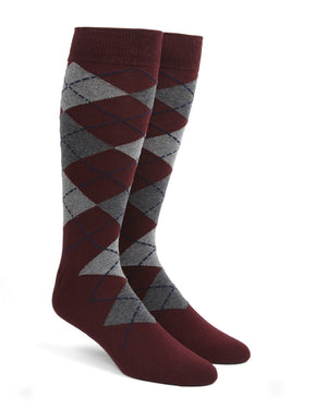 Argyle Burgundy Dress Socks