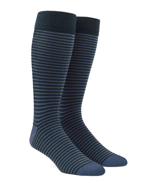 Thin Stripes Slate Blue Dress Socks