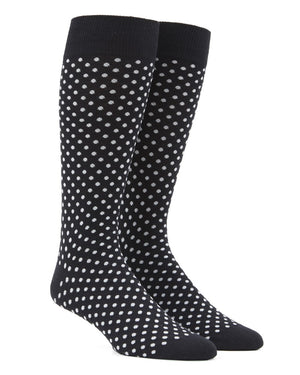 Pindot Black Dress Socks