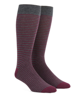 Thin Stripes Wine Dress Socks