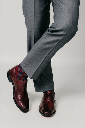 Textured Diamonds Burgundy Dress Socks