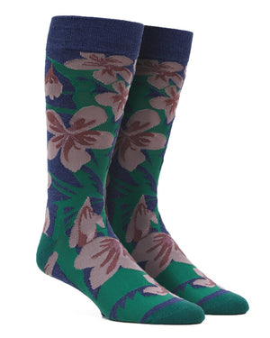 Oversized Tropical Floral Navy Dress Socks