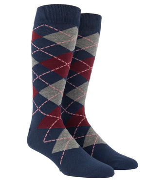 Argyle Deep Burgundy Dress Socks