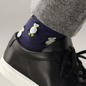 Cool Penguins Navy Dress Socks alternated image 1