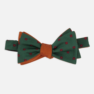 Floral Wave Herringbone Hunter Green Bow Tie