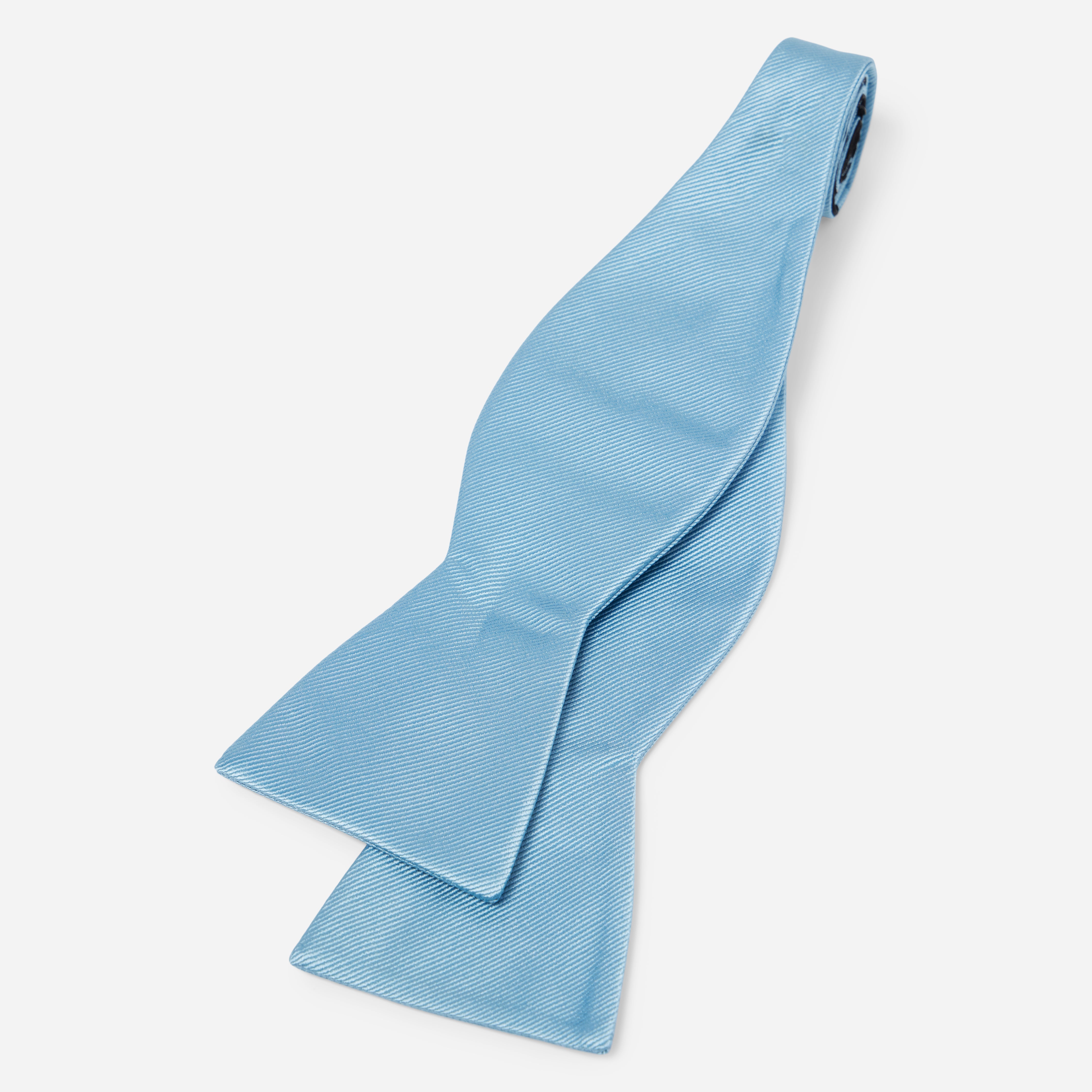 Grosgrain Solid Steel Blue Bow Tie | Men's Silk Bow Ties | Tie Bar