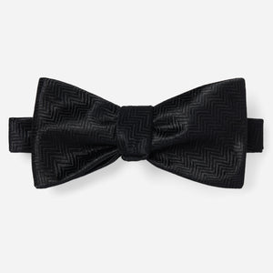 Herringbone Black Bow Tie