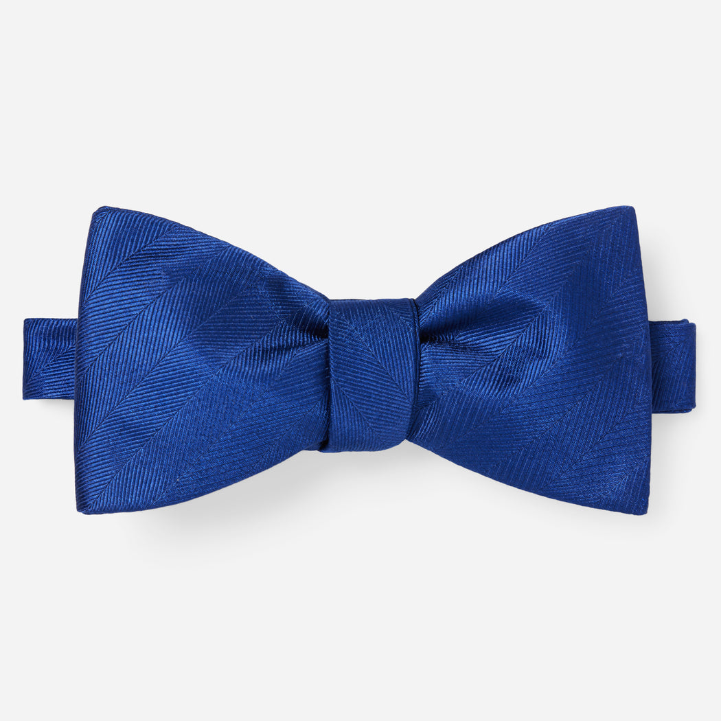 Herringbone Vow Classic Blue Bow Tie | Silk Bow Ties | Tie Bar