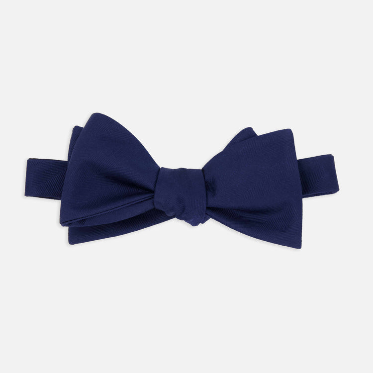 Herringbone Vow Navy Bow Tie | Silk Bow Ties | Tie Bar