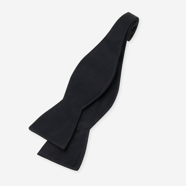 Solid Satin Black Bow Tie | Silk Bow Ties | Tie Bar
