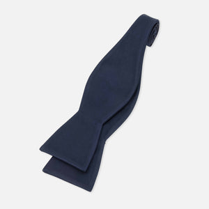 Solid Satin Midnight Navy Bow Tie alternated image 2