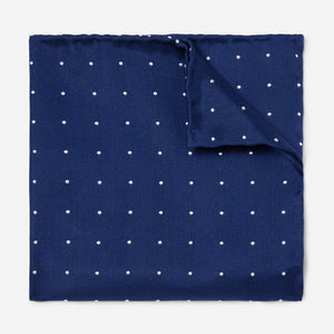 Dotted Report Navy Pocket Square