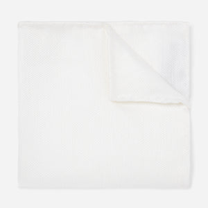 Solid Linen White Pocket Square