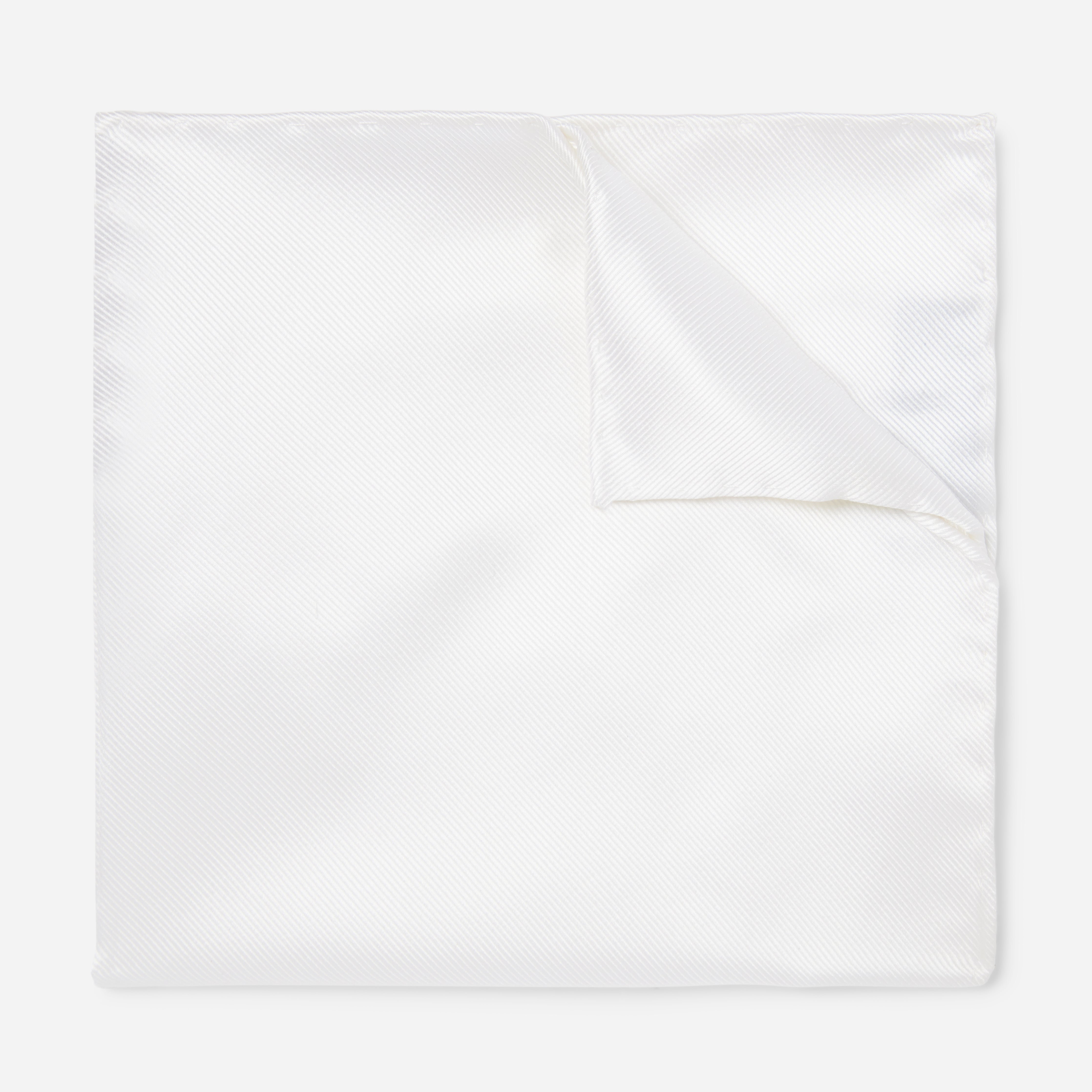 Solid Twill White Pocket Square | Silk Pocket Squares | Tie Bar