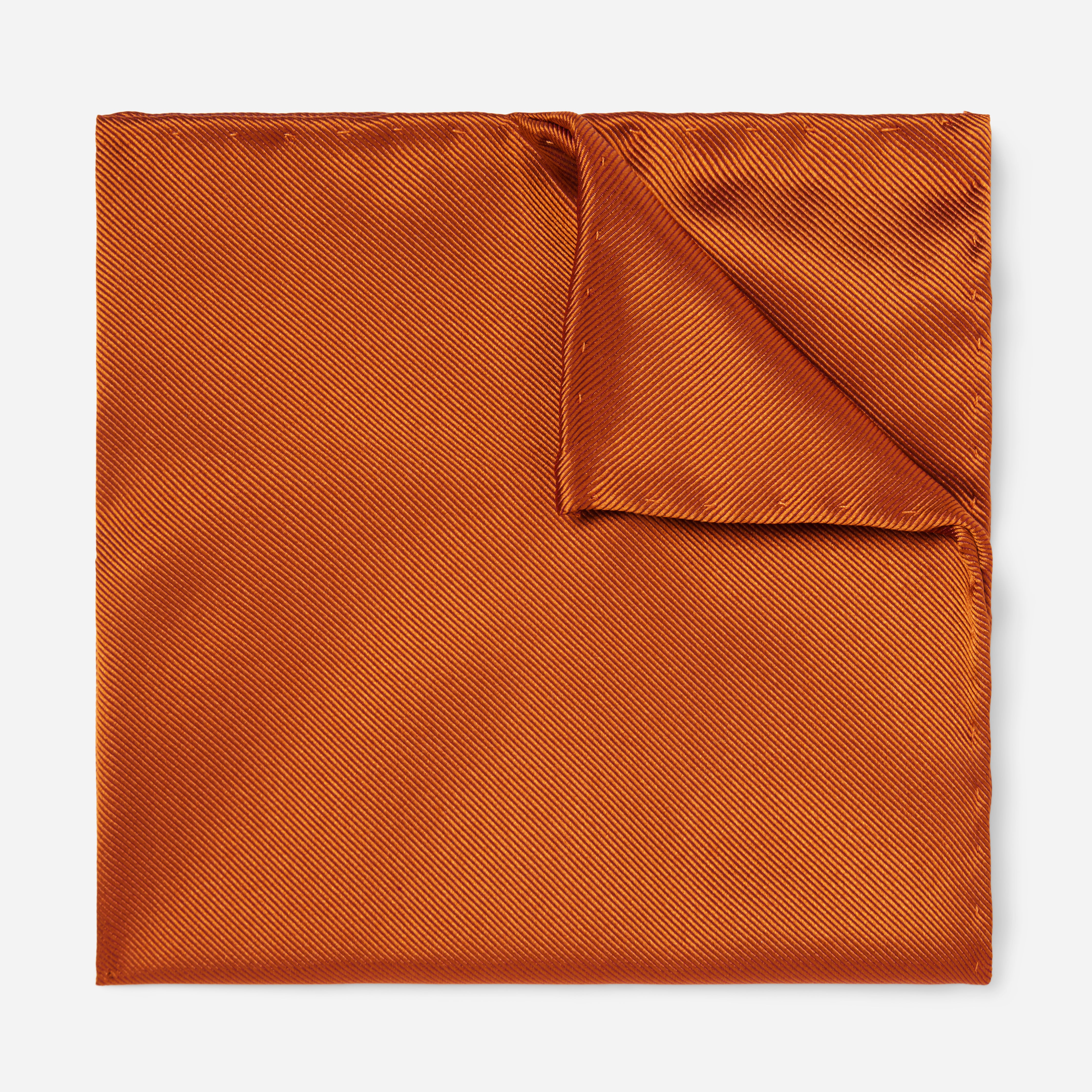 Solid Twill Burnt Orange Pocket Square | Silk Pocket Squares | Tie Bar