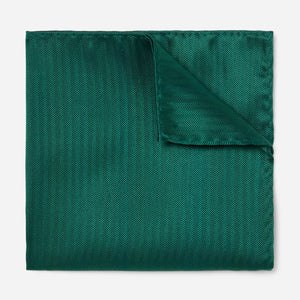 Sound Wave Herringbone Hunter Green Pocket Square