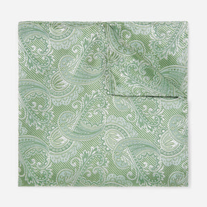 Twill Paisley Moss Green Pocket Square featured image