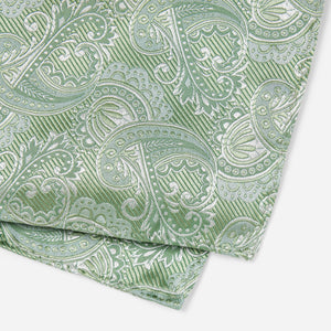 Twill Paisley Moss Green Pocket Square alternated image 2