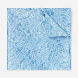 Twill Paisley Steel Blue Pocket Square