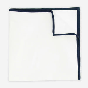 White Cotton With Border Midnight Navy Pocket Square featured image