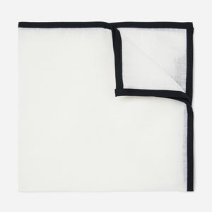 White Linen With Border Black Pocket Square featured image