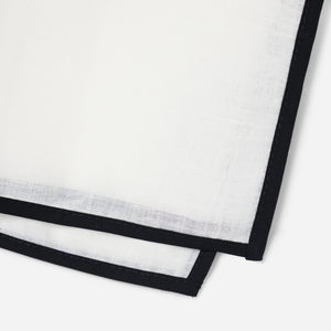 White Linen With Border Black Pocket Square alternated image 2