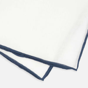 White Linen With Rolled Border Navy Pocket Square alternated image 2