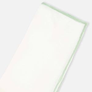 White Linen With Rolled Border Sage Green Pocket Square alternated image 1