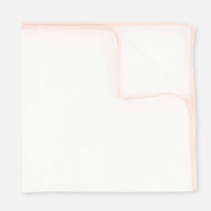 Bhldn White Linen With Rolled Border Blush Pocket Square