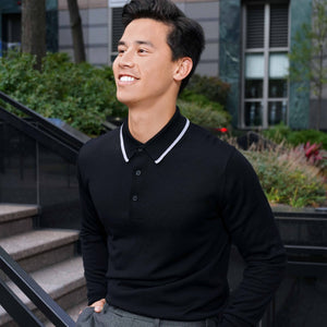 Perfect Tipped Merino Wool Classic Black Polo alternated image 2