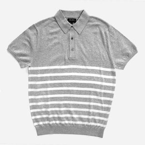 Horizontal Stripe Cotton Sweater Grey Polo
