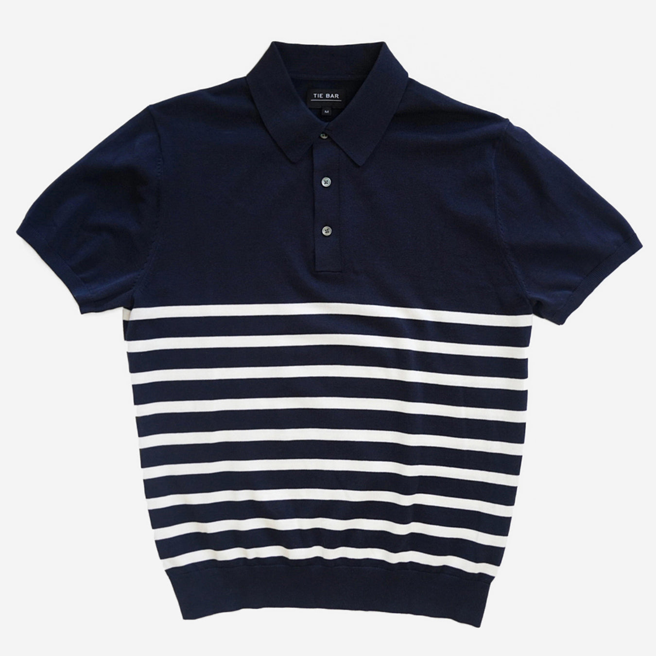Horizontal Stripe Cotton Sweater Navy Polo | Cotton Polos | Tie Bar