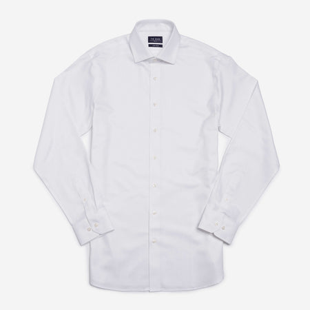 Herringbone Solid White Non-iron Dress Shirt | Cotton Shirts | Tie Bar