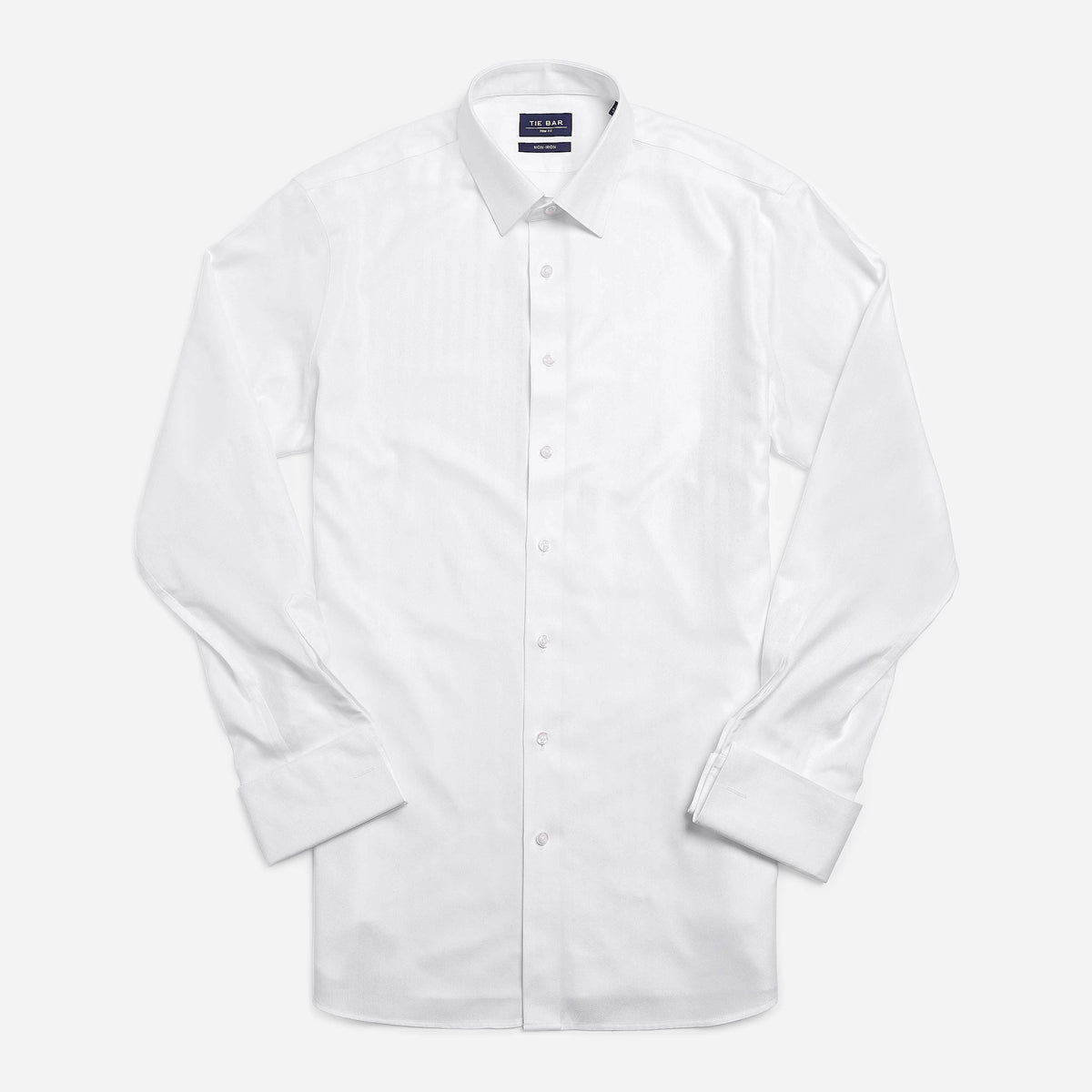 Herringbone Tuxedo White Non-iron Dress Shirt | Cotton Shirts | Tie Bar