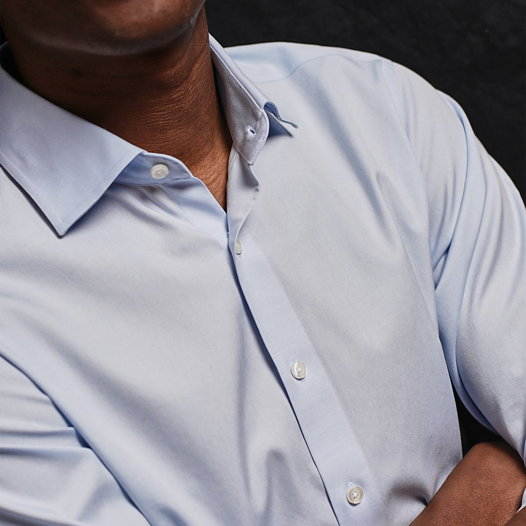 Pinpoint Solid Light Blue Non-iron Dress Shirt | Cotton Shirts | Tie Bar
