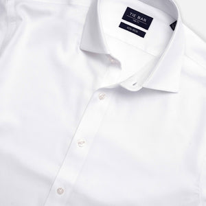 Textured Solid White Non-Iron Dress Shirt alternated image 2
