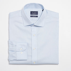 Textured Solid Light Blue Non-Iron Dress Shirt featured image