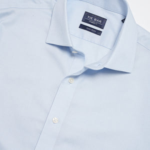 Textured Solid Light Blue Non-Iron Dress Shirt alternated image 2