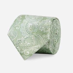 Twill Paisley Moss Green Tie featured image