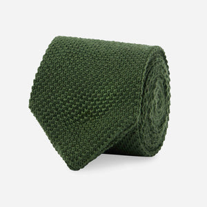 Wool Pointed Tip Knit Hunter Green Tie featured image