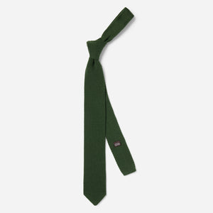 Wool Pointed Tip Knit Hunter Green Tie alternated image 1