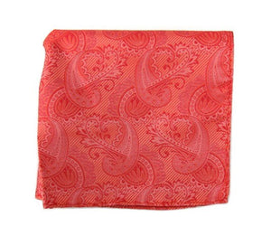 Twill Paisley Coral Pocket Square