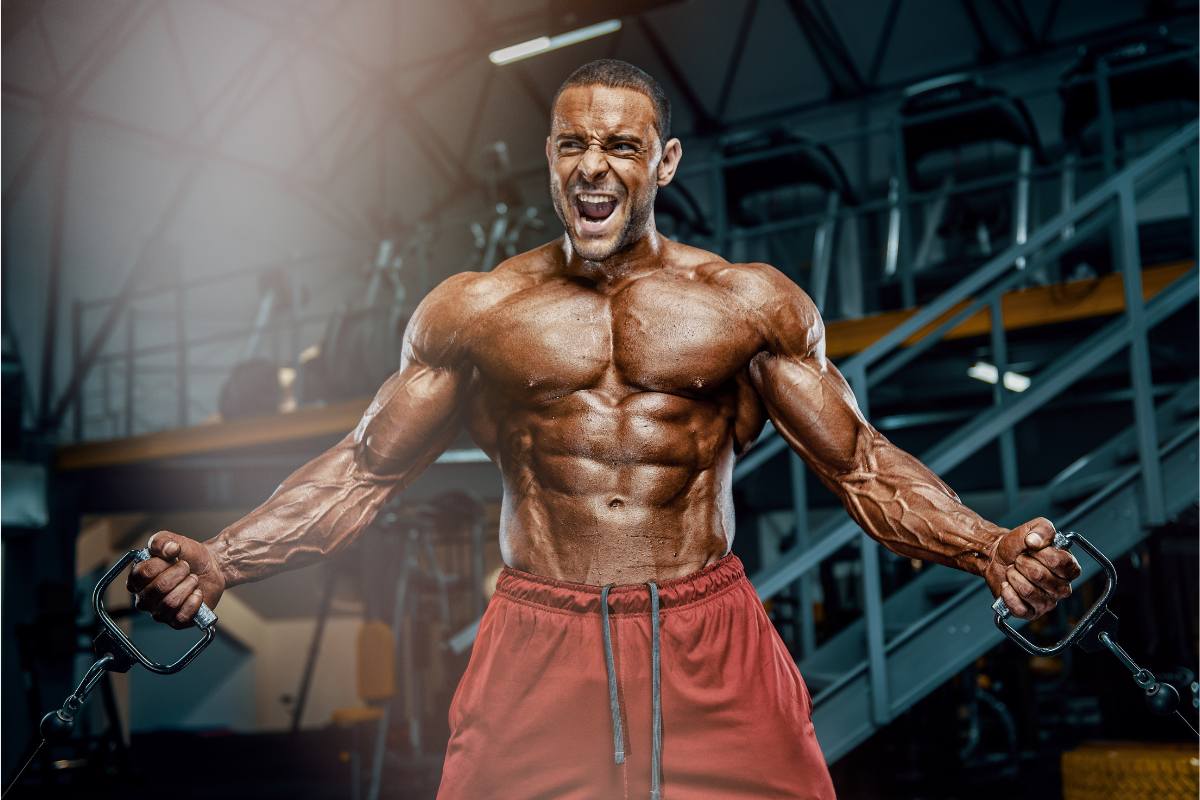 Man working out with shredded body.