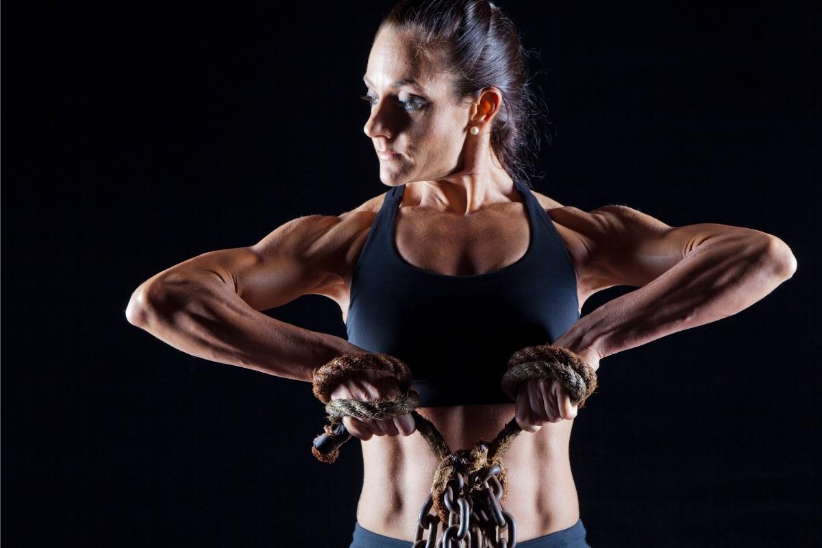 Female bodybuilder working out